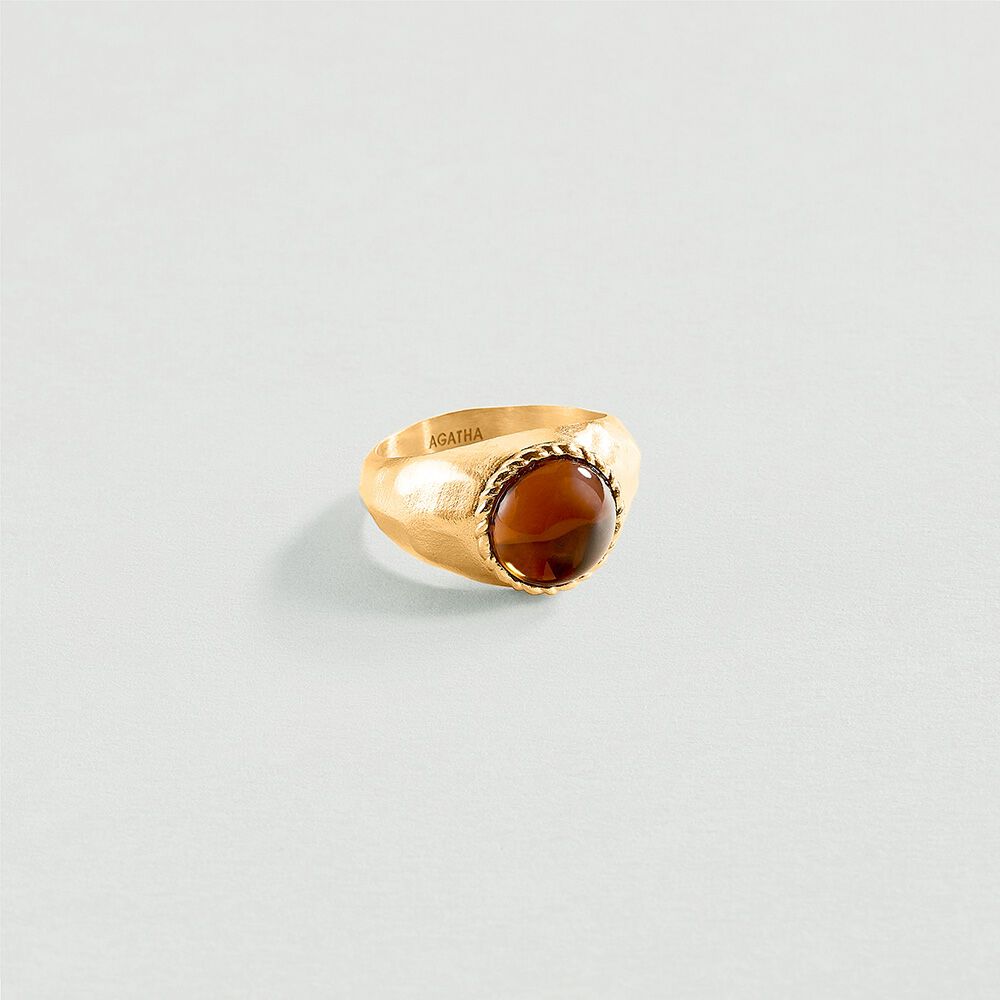 Anillo ancho N-13 - Marrón / Dorado - Anillos de fantasía  | Agatha