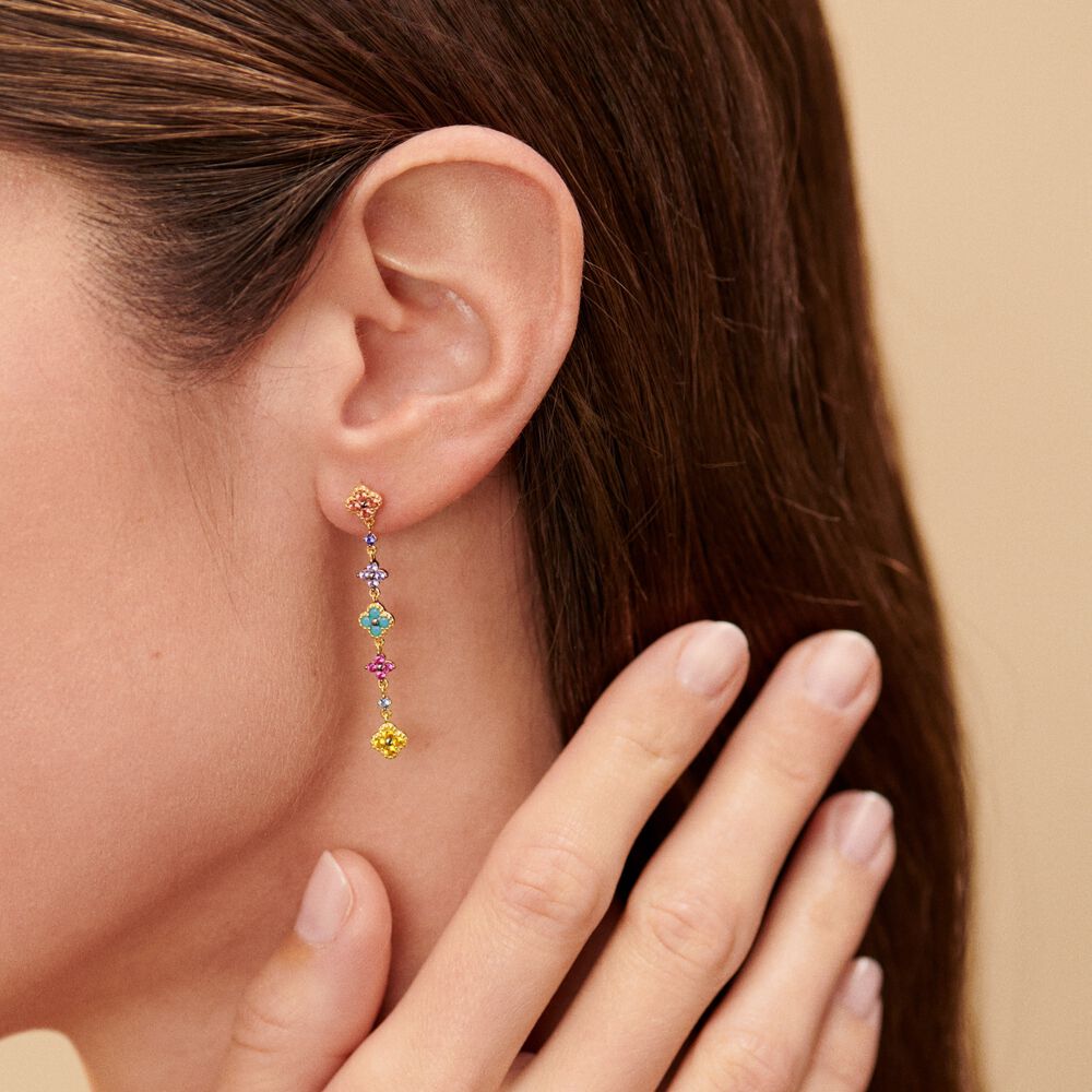 Pendientes largos BELOVED - Multicolor / Oro - Pendientes de fantasía  | Agatha