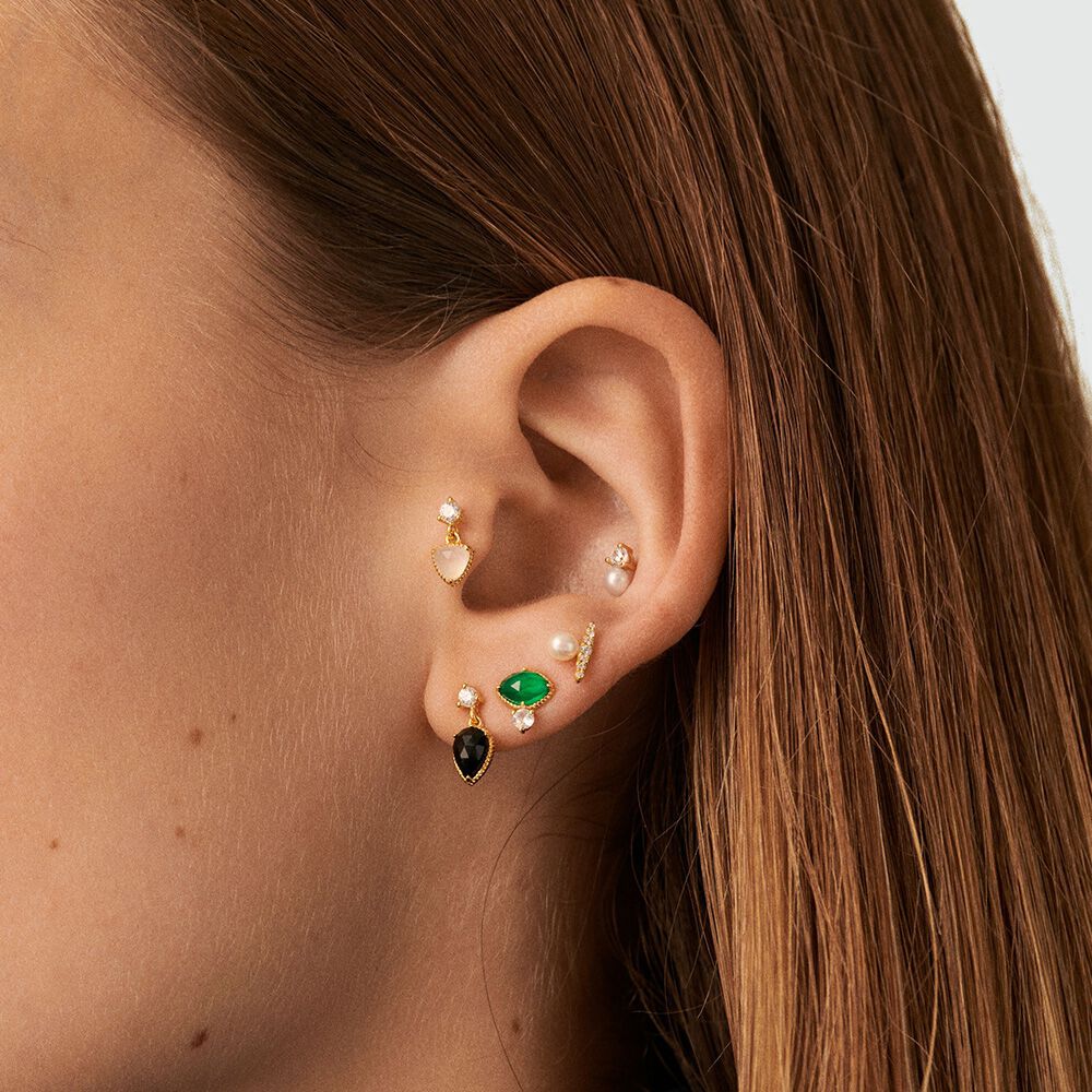 Pendiente corto individual PIEDRAS NATURALES MIX & MATCH - Blanco / Oro - Pendientes  | Agatha