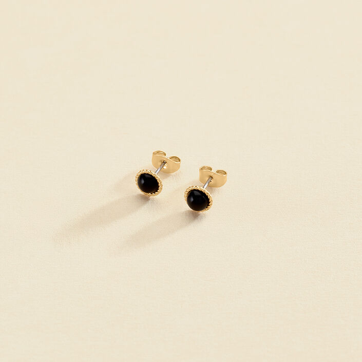 Pendientes cortos ALOHA - Onix - Pendientes  | Agatha