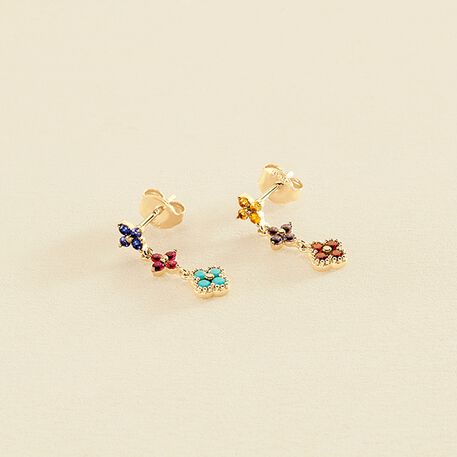 Pendientes largos BELOVED - Multicolor / Oro - Pendientes  | Agatha