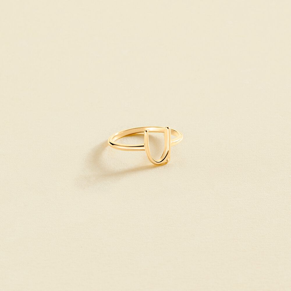 Anillo fino LETTRE U - Dorado - Anillos  | Agatha