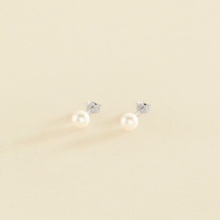Pendientes cortos PERL - Perla / Plata - Pendientes  | Agatha