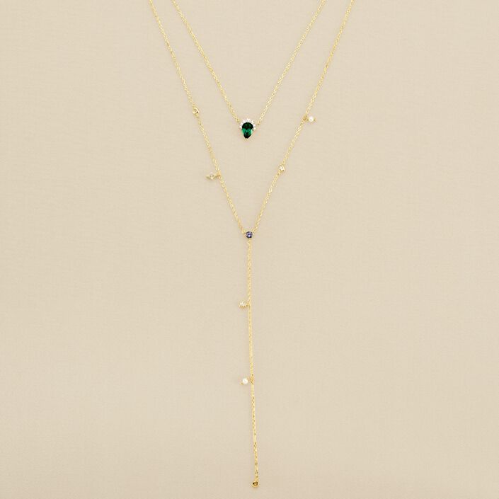 Collar largo ASTRE - Verde / Dorado - Collares  | Agatha