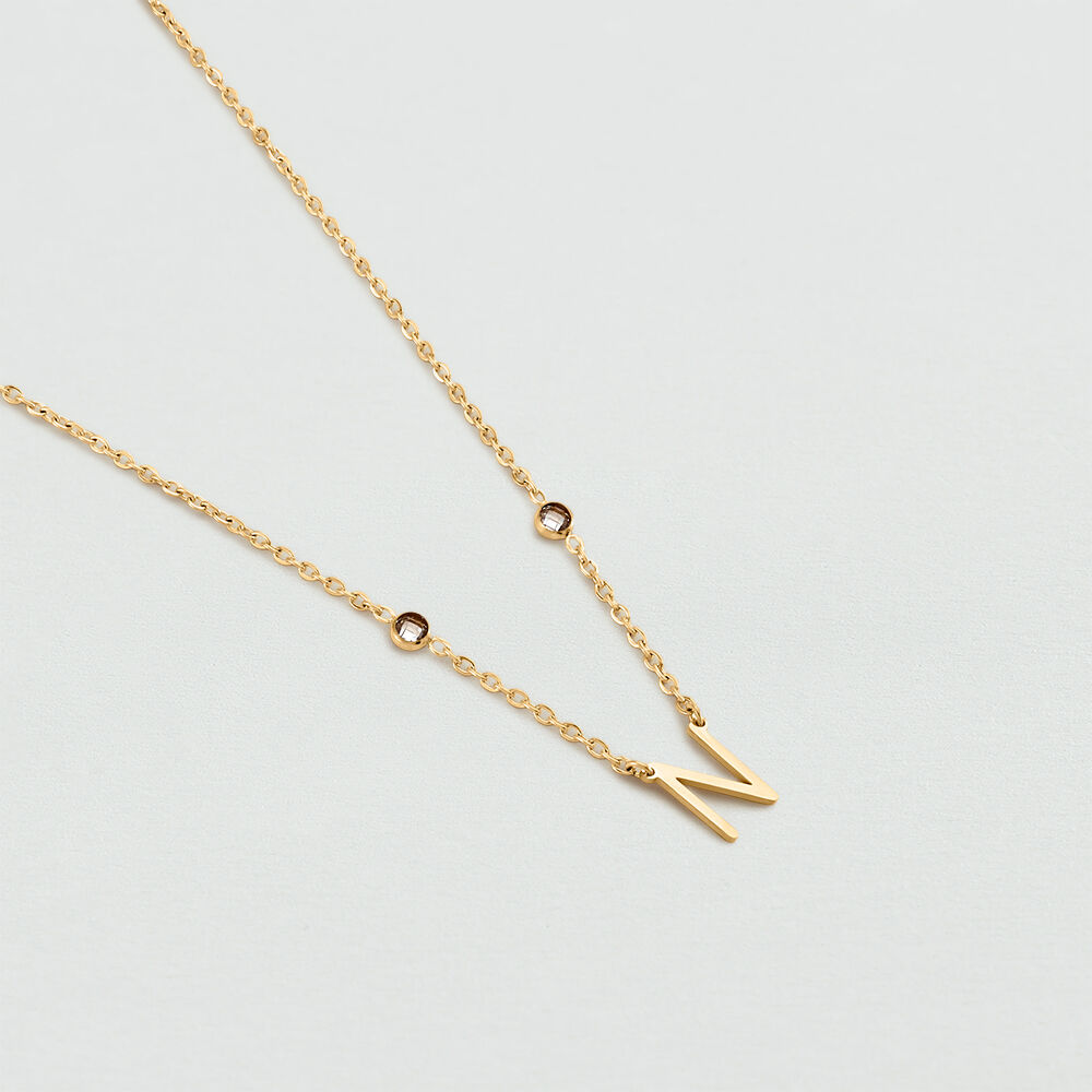 Collar corto LETTRE N - Cristal / Dorado - Collar corto  | Agatha