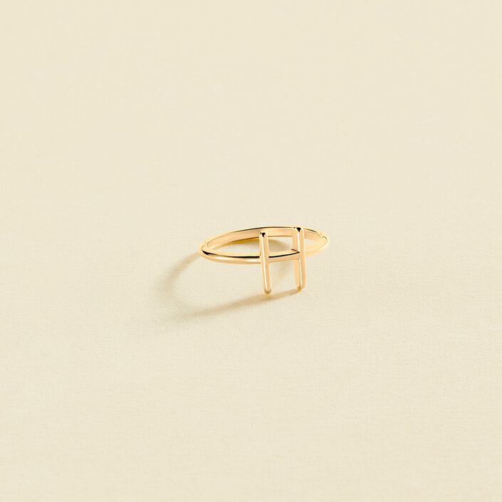 Anillo fino LETTRE H - Dorado - Anillos  | Agatha