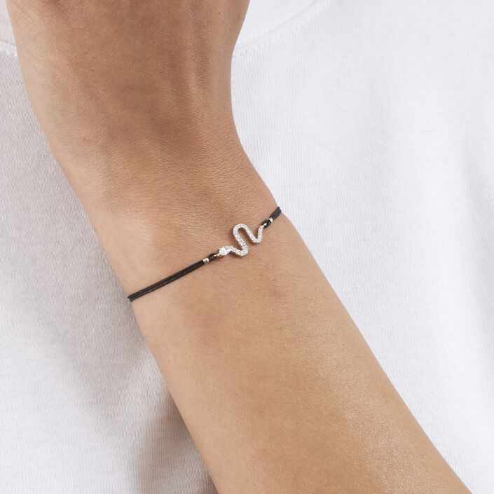 Pulsera con cordón SNAKY - Cristal / Negro - Pulseras  | Agatha