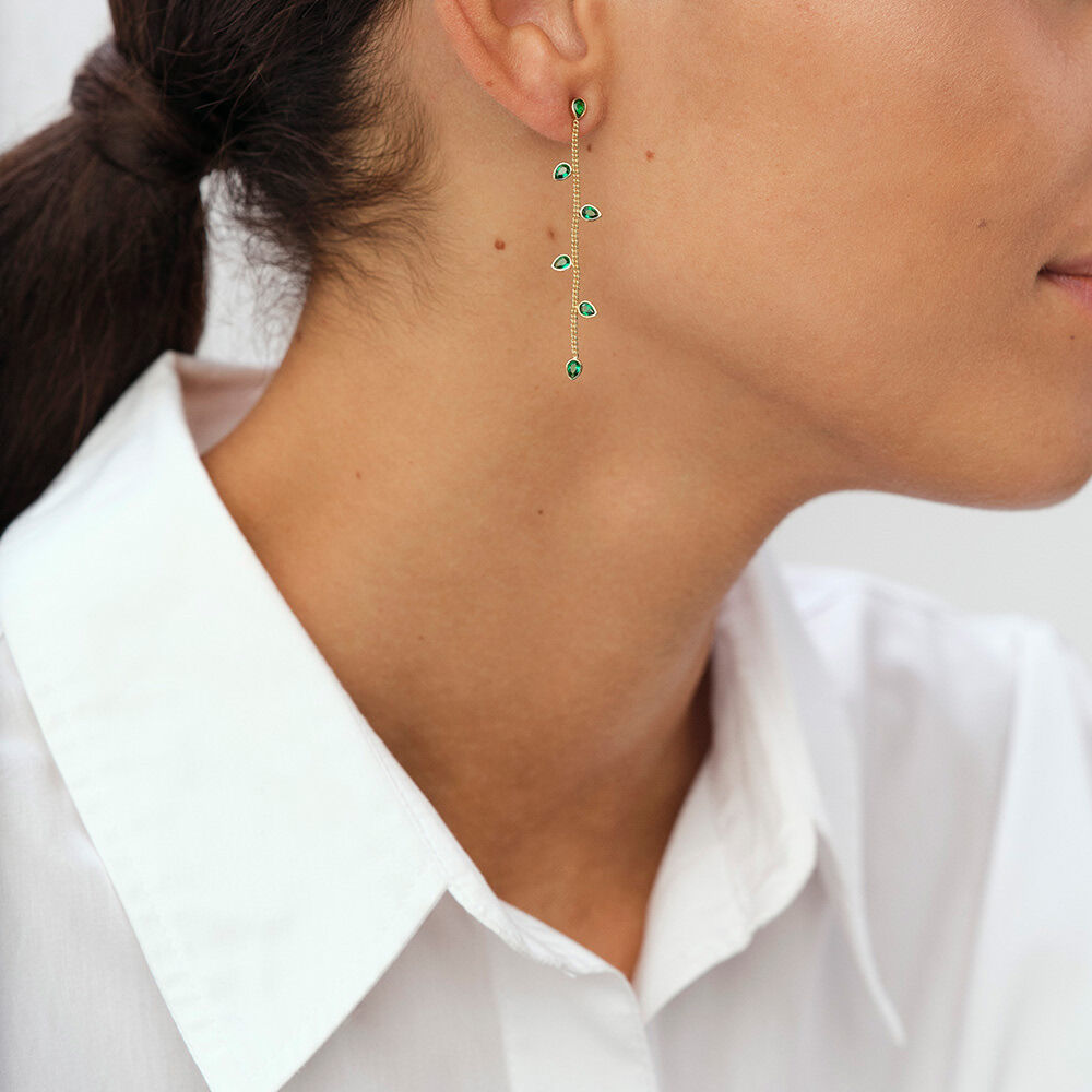 Pendientes largos NEITH - Verde / Dorado - Pendientes de fantasía  | Agatha