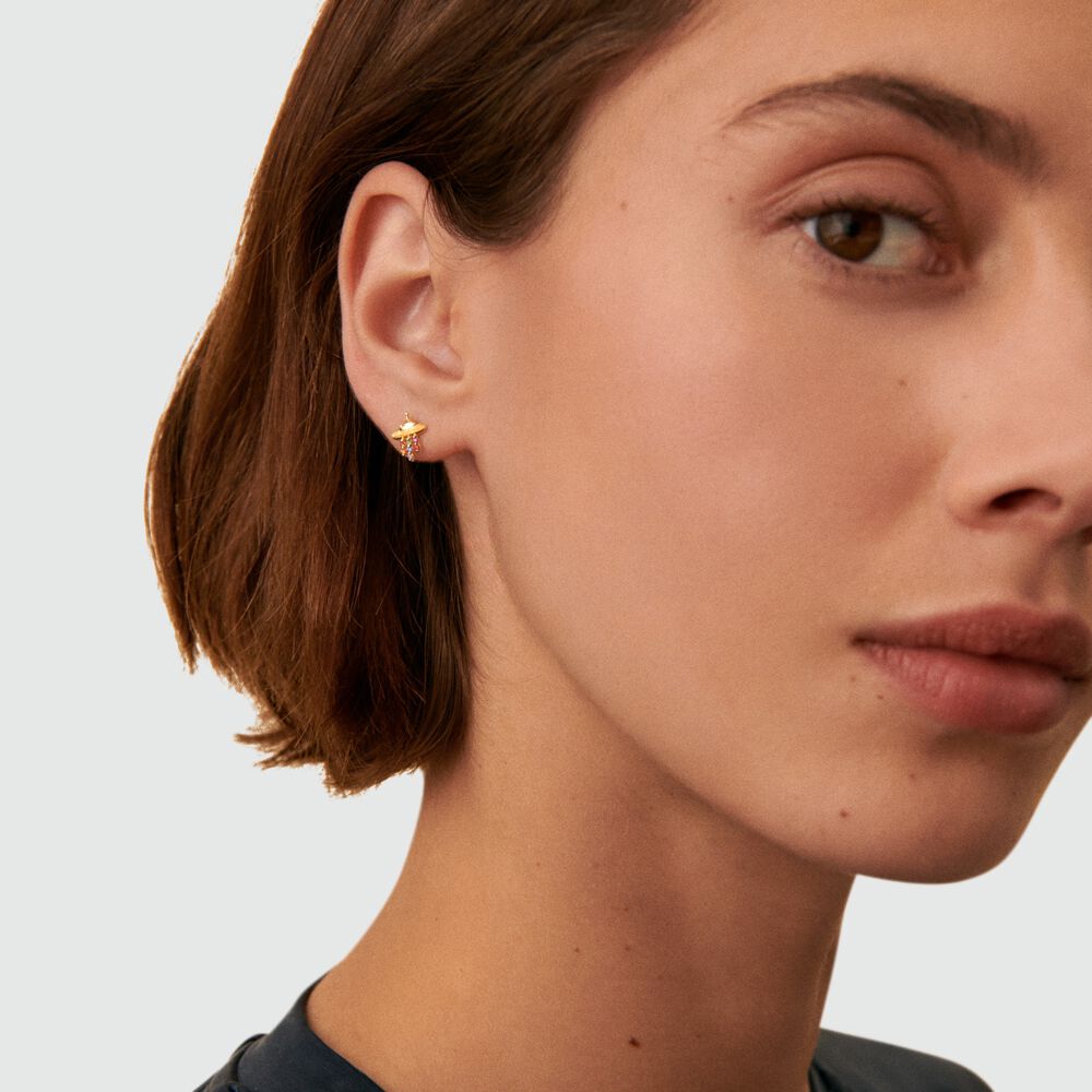 Pendiente corto individual ASTRONAVE MIX & MATCH - Multicolor / Oro - Piercings  | Agatha