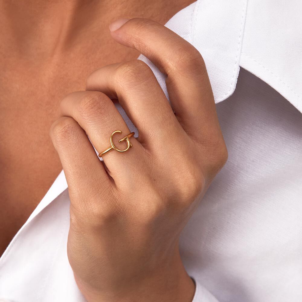 Anillo fino LETTRE G - Dorado - Anillos  | Agatha
