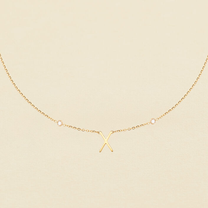Collar midi LETTRE X - Cristal / Dorado - Collares  | Agatha