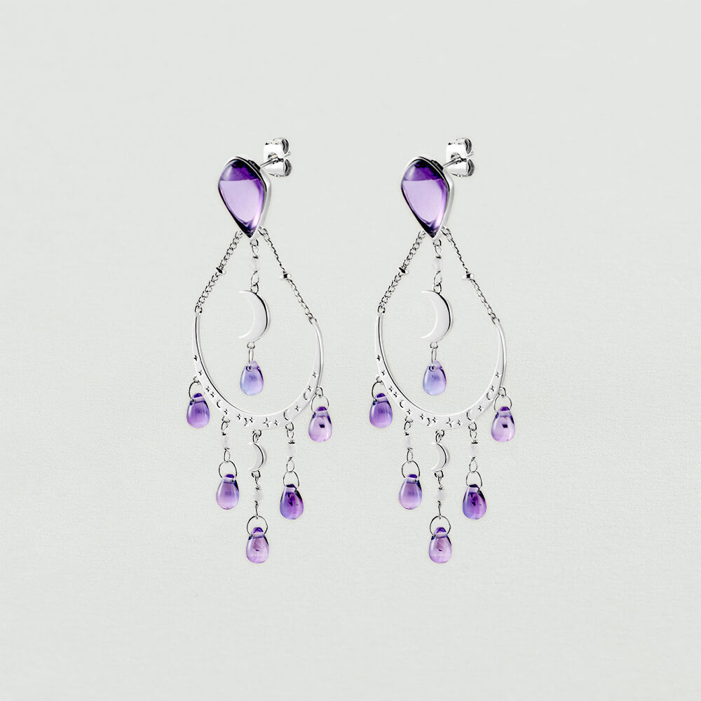 Pendientes largos MOONLIGHT - Amatista / Plata - Pendientes largos  | Agatha