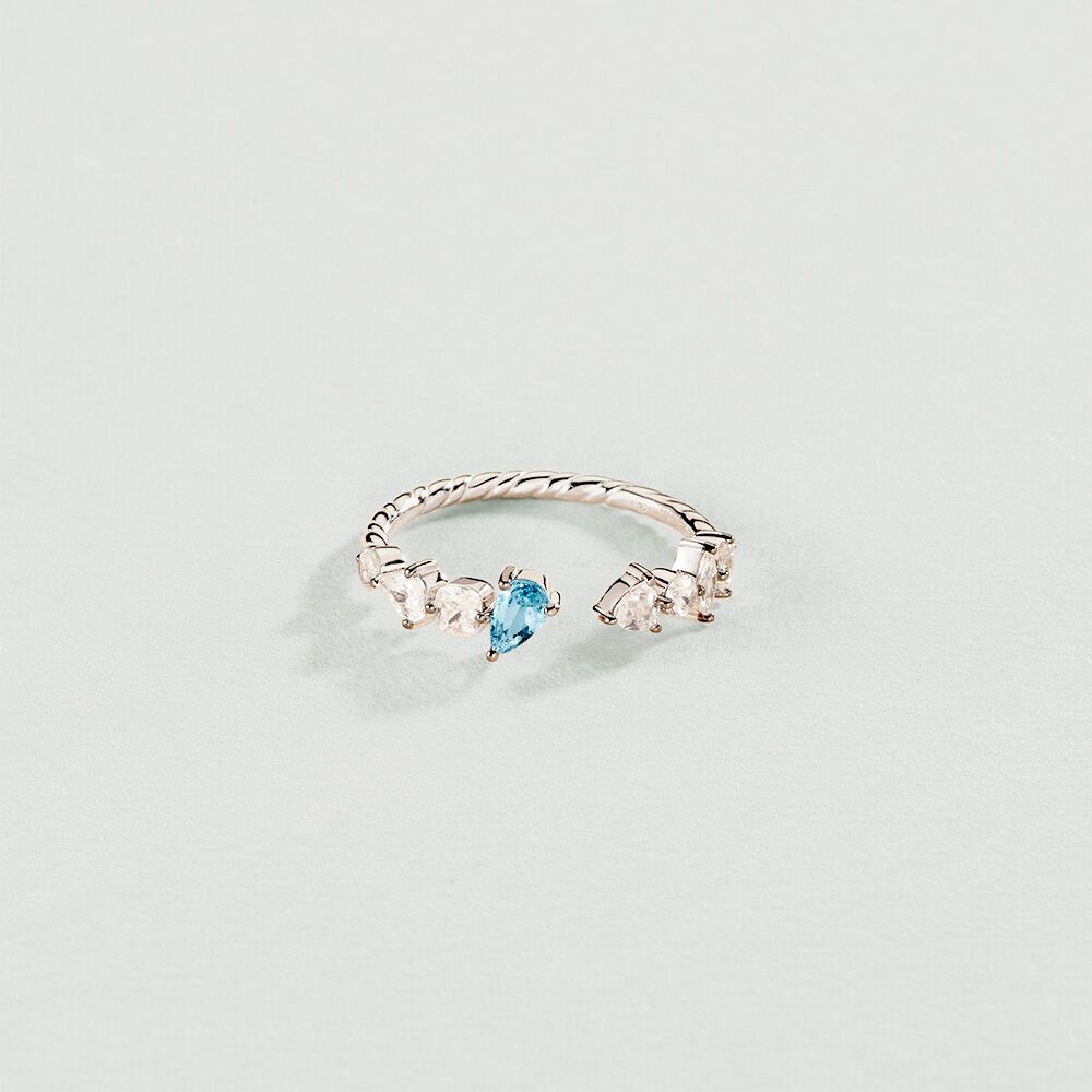 Anillo fino RIN1JACKIE - Plata / Azul aguamarina - Anillos  | Agatha