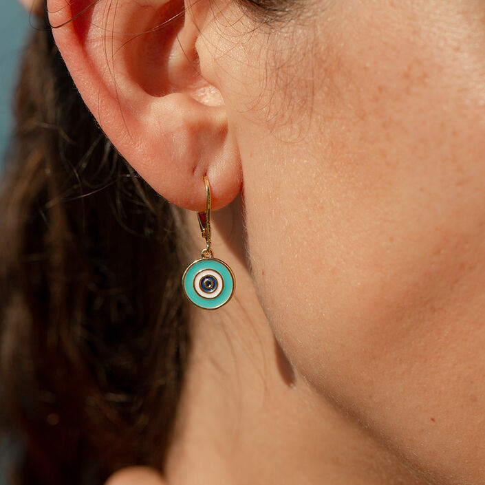 Pendientes largos CYCLADES - Turquesa / Oro - Pendientes  | Agatha