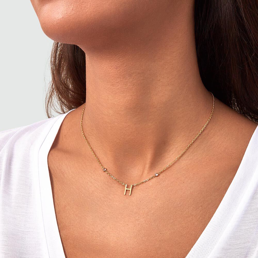 Collar corto LETTRE H - Cristal / Dorado - Collar corto  | Agatha