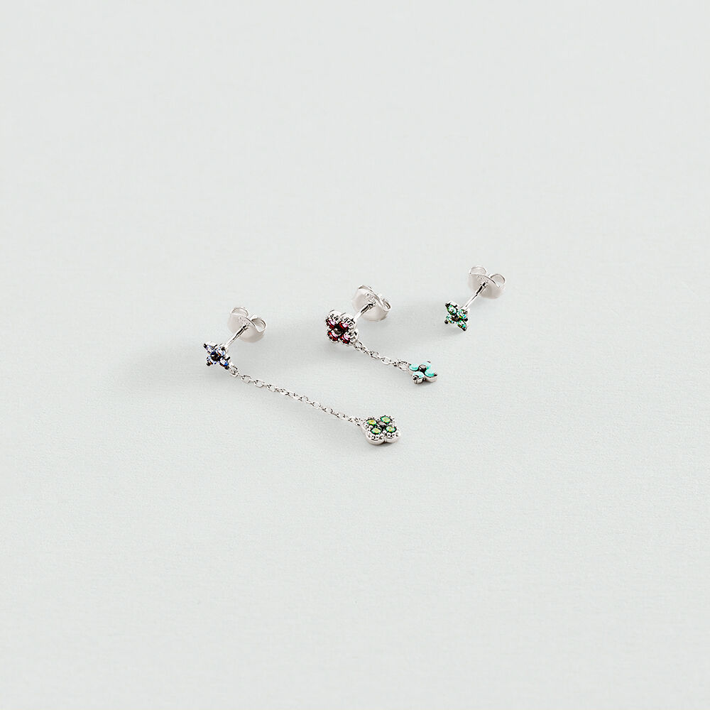 Pendientes cortos BELOVED MIX & MATCH - Multicolor / Plata - Pendientes cortos  | Agatha