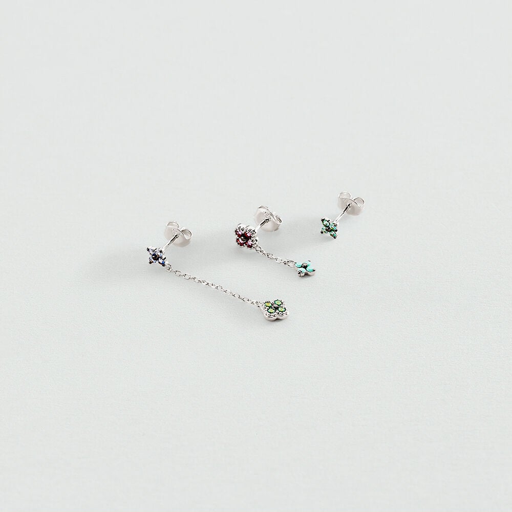 Pendientes cortos BELOVED MIX & MATCH - Multicolor / Plata - Pendientes cortos  | Agatha