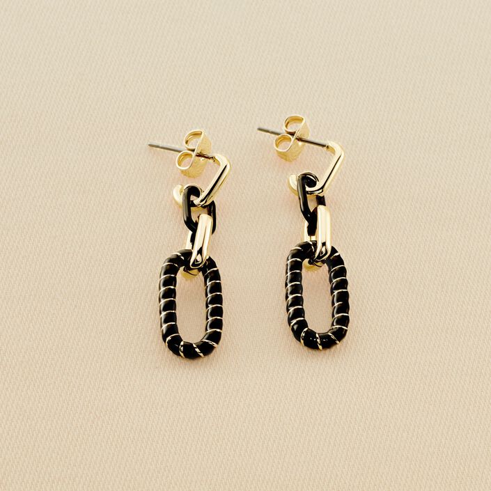 Pendientes largos SESHA - Negro / Oro - Pendientes  | Agatha