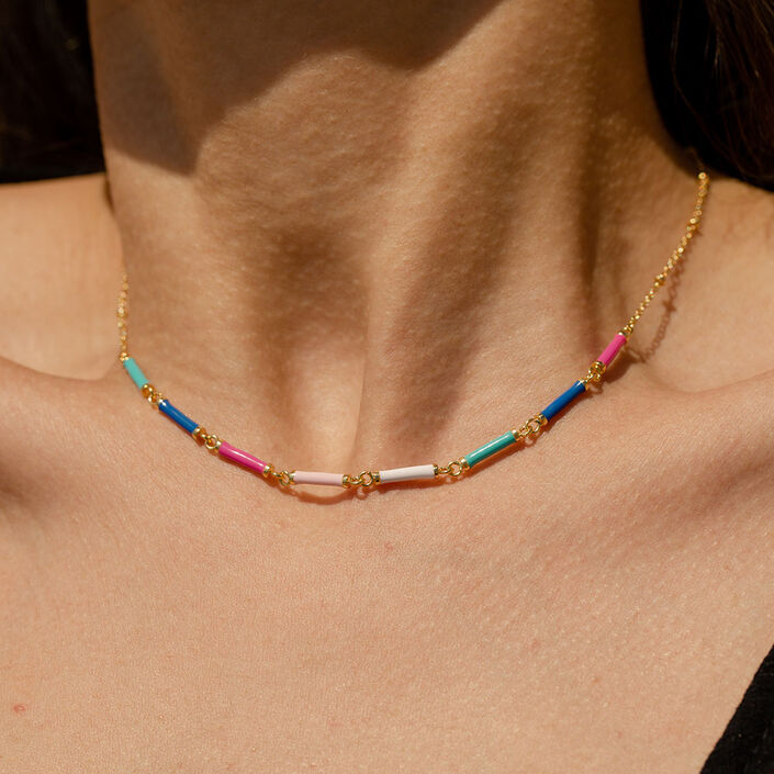 Collar corto BONHEUR - Rosa/blanco/azul - Collares  | Agatha