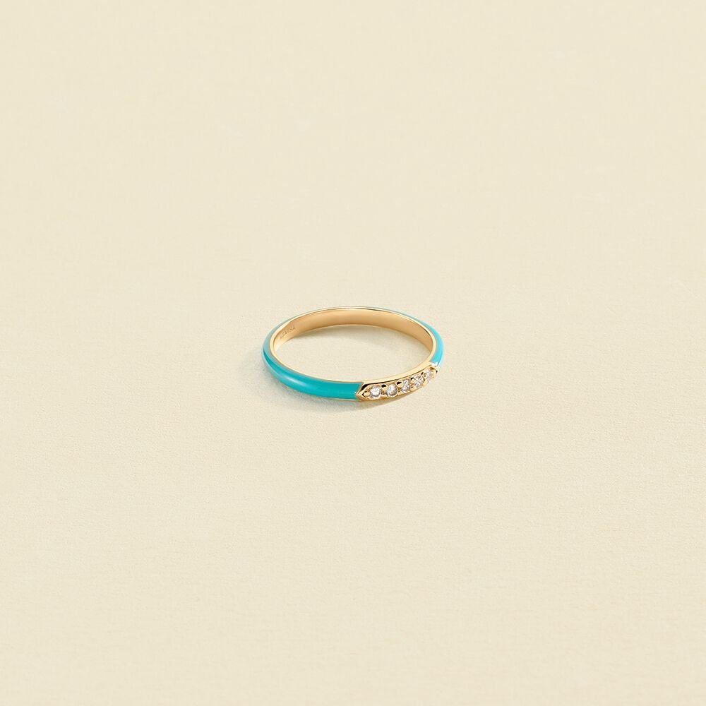 Anillo fino BONHEUR - Turquesa / Oro - Anillos  | Agatha