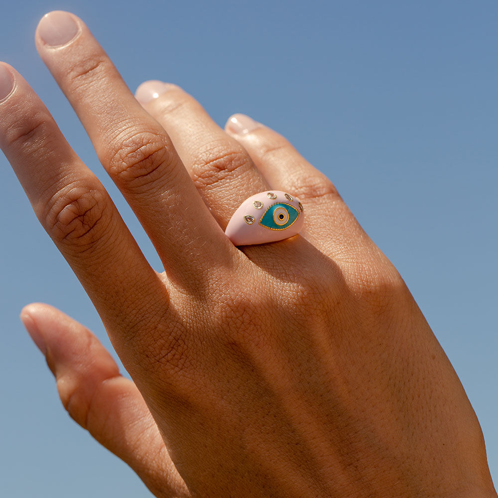 Anillo ancho CYCLADES - Rosa palido / Dorado - Outlet  | Agatha