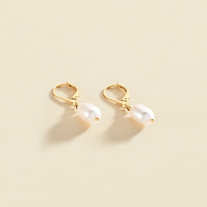 Pendientes largos IDYLLE - Perla / Oro - Pendientes  | Agatha