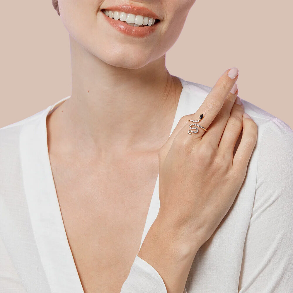 Anillo ancho SNAKY - Cristal / Gris - Outlet  | Agatha