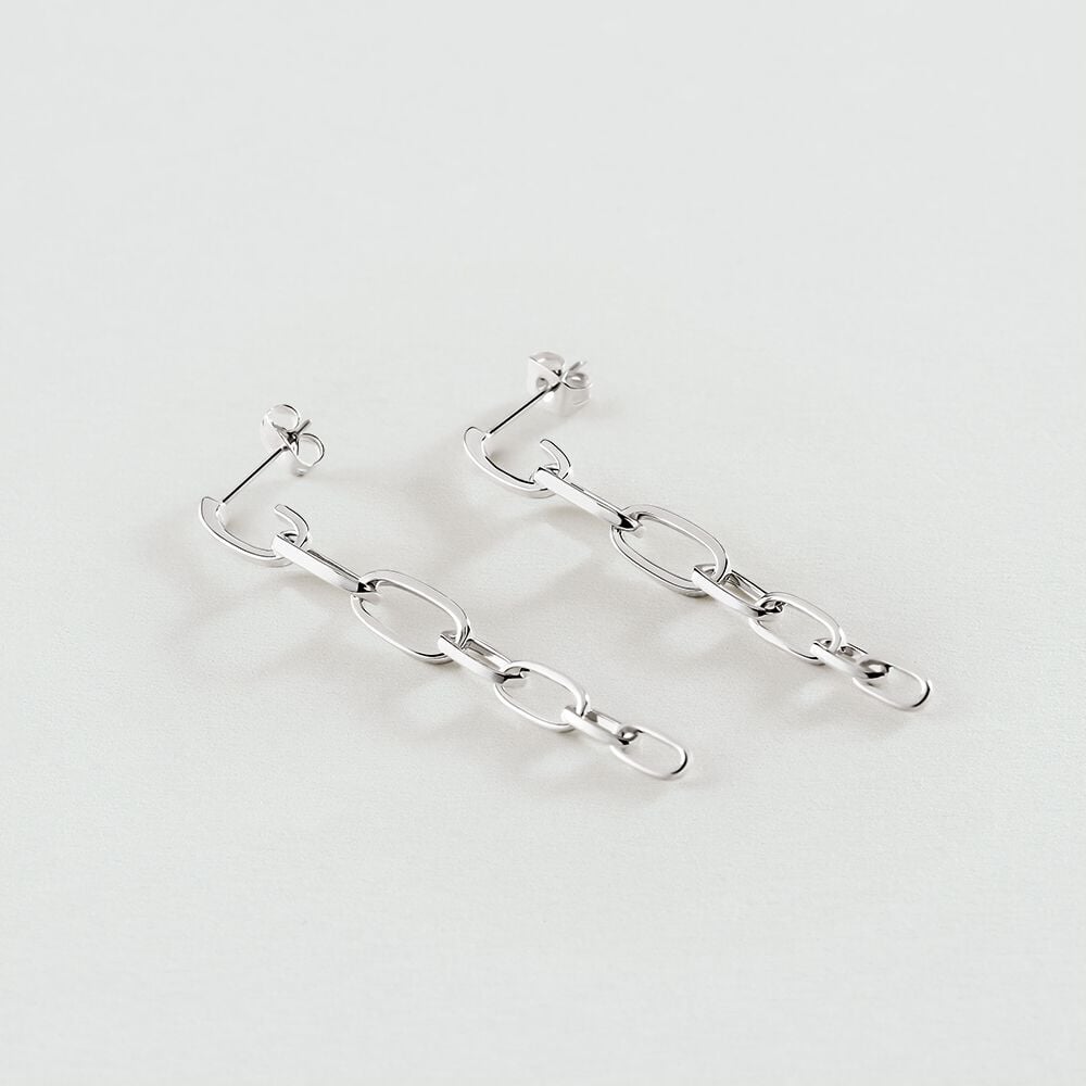 Pendientes largos CHAIN - Plateado - Pendientes de fantasía  | Agatha