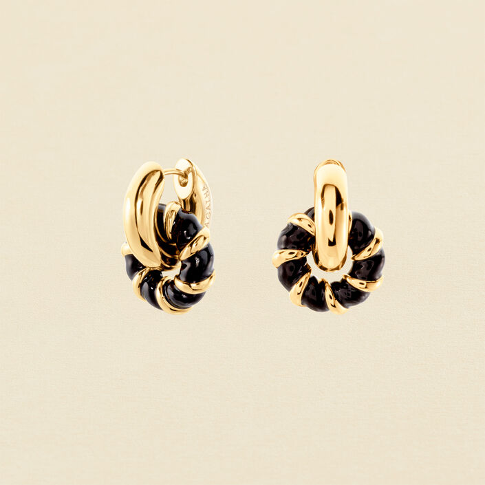 Criollas SESHA - Negro / Oro - Pendientes  | Agatha