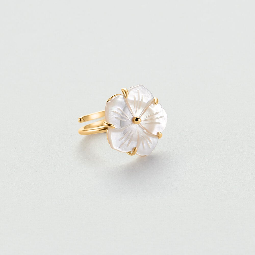 Anillo ajustable TIARE - Blanco / Oro - Anillo ajustable  | Agatha