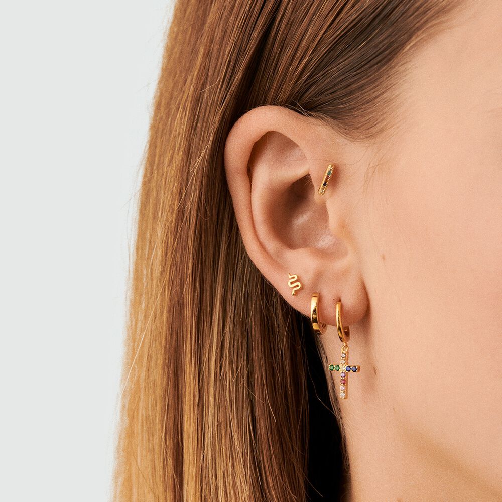 Piercing criolla CROSS - Multicolor / Oro - Piercings  | Agatha