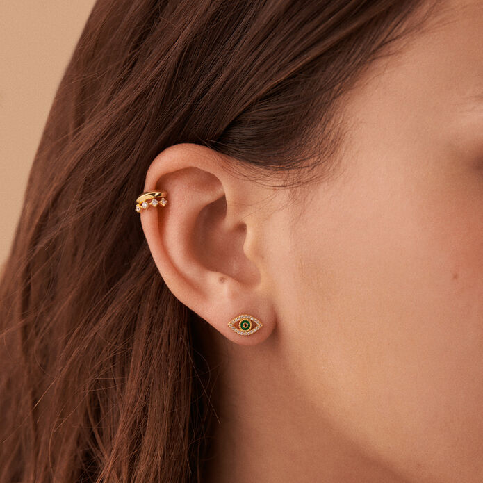 Pendientes cortos LUCKY EYE - Verde / Dorado - Pendientes  | Agatha