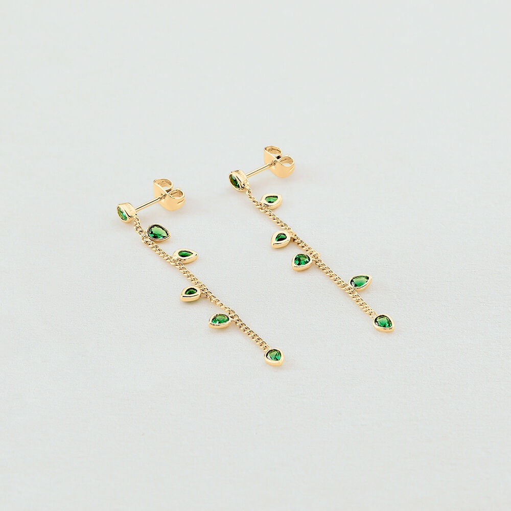 Pendientes largos NEITH - Verde / Dorado - Pendientes de fantasía  | Agatha