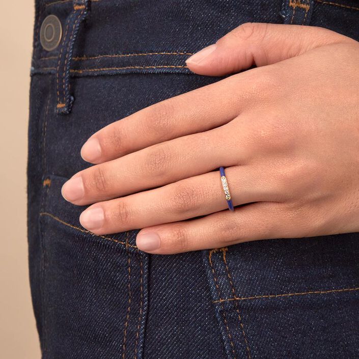 Anillo fino BONHEUR - Azul Marino - Anillos  | Agatha