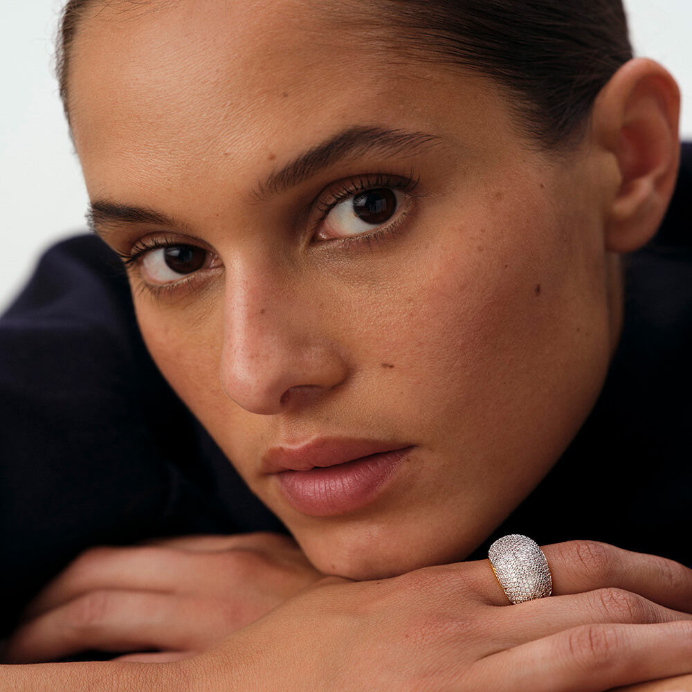 Anillo ancho DANAE - Cristal / Dorado - Anillo ancho  | Agatha