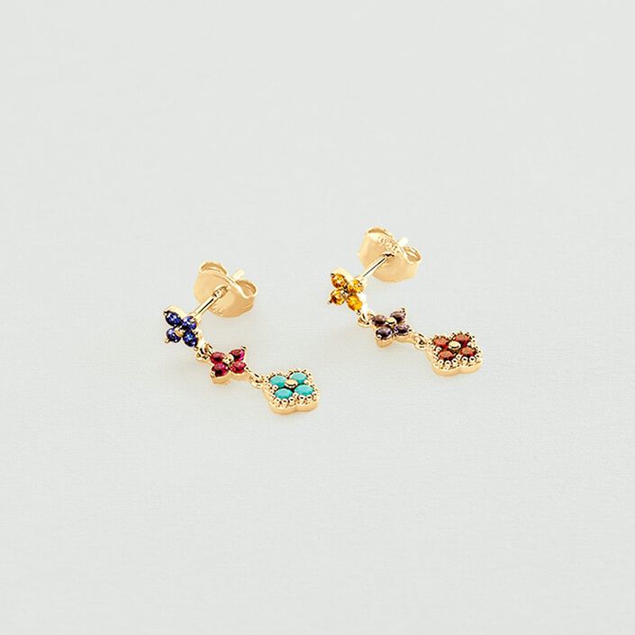 Pendientes largos BELOVED - Multicolor / Oro - Pendientes  | Agatha