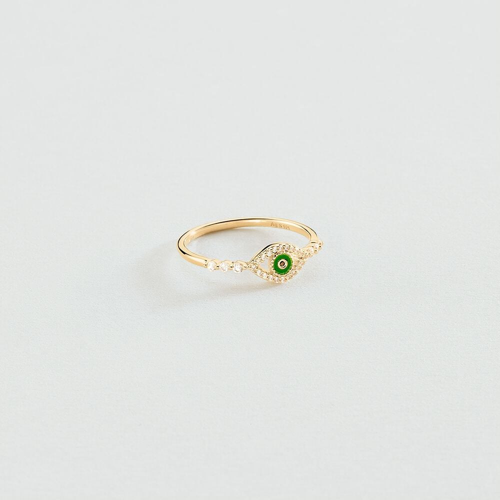 Anillo fino LUCKY EYE - Verde / Dorado - Anillos  | Agatha