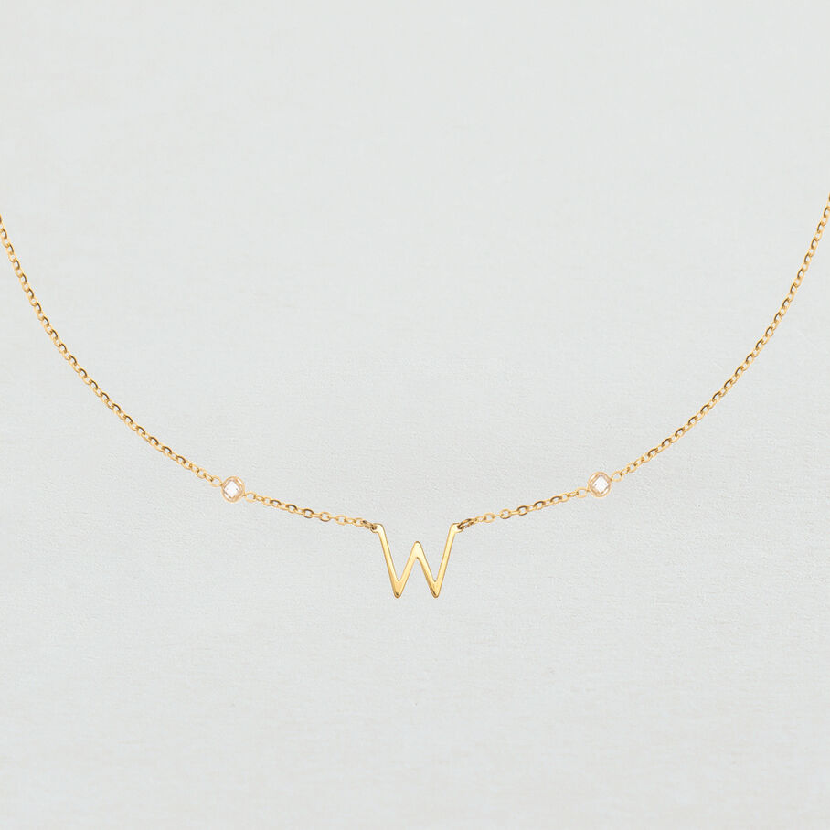 Collar corto LETTRE W - Cristal / Oro - Collares  | Agatha