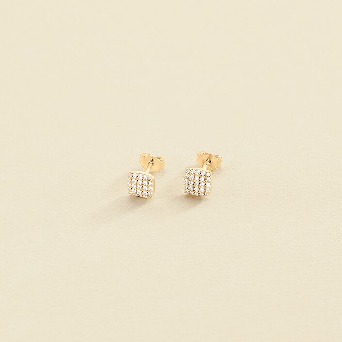 Pendientes cortos GLORIA - Cristal / Dorado - Pendientes  | Agatha