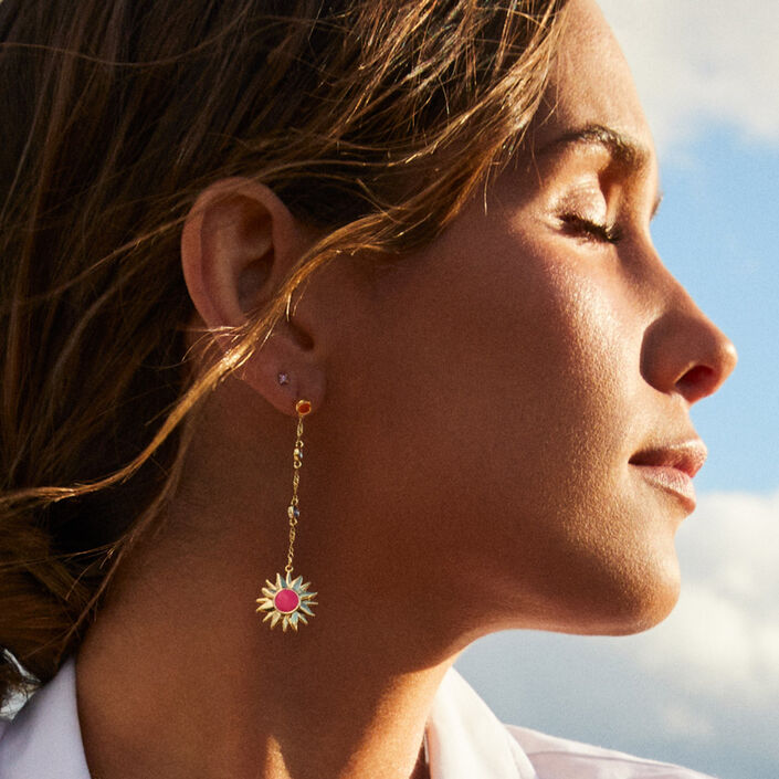 Pendientes largos RODEO - Multicolor / Oro - Pendientes  | Agatha