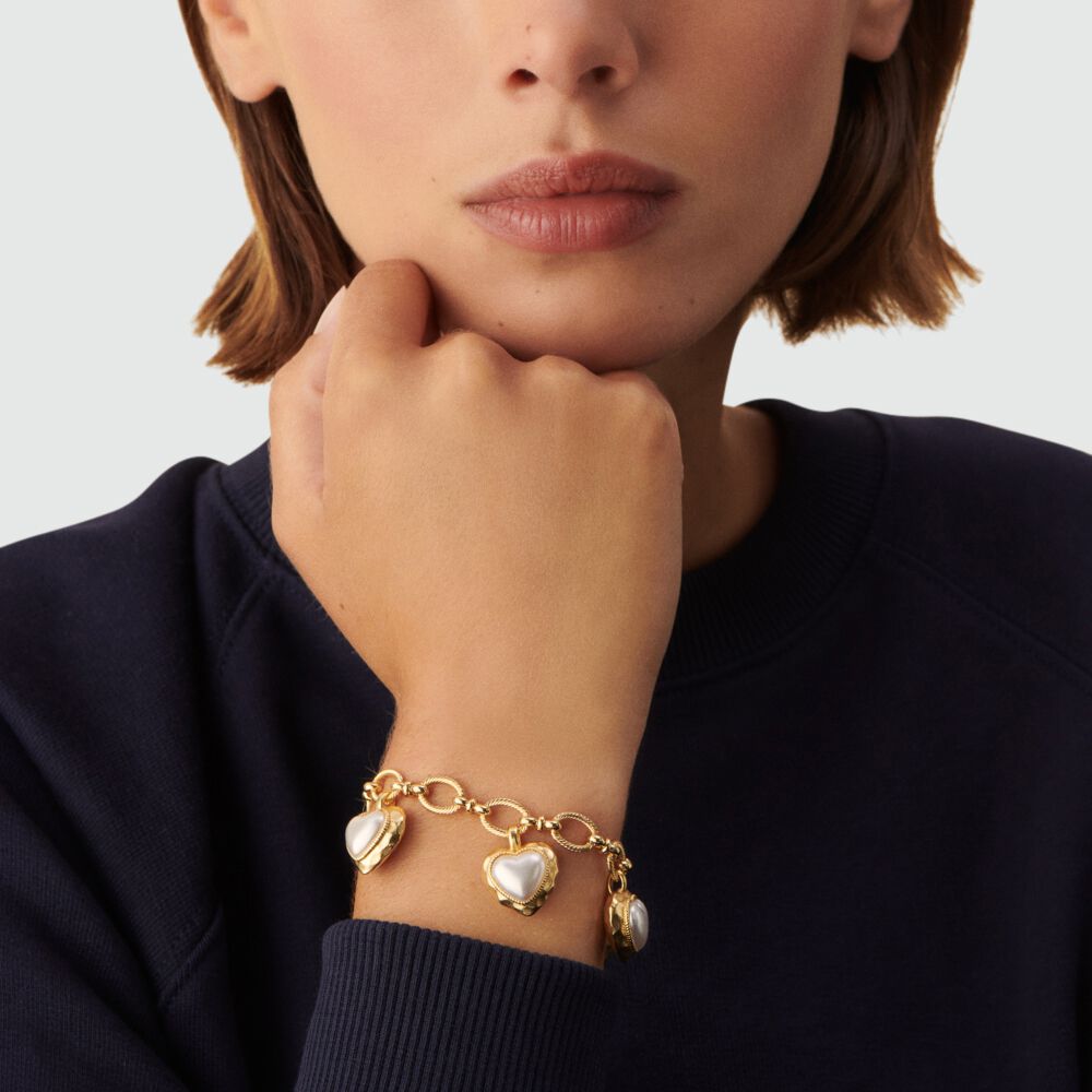 Pulsera de cadena N-13 - Perla / Oro - Pulsera de cadena  | Agatha