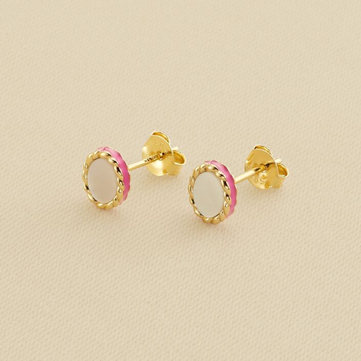 Pendientes cortos ATMA - Madre perla / Rosa - Pendientes  | Agatha