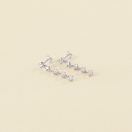 Pendientes largos SPACEAG - Cristal / Plateado - Pendientes  | Agatha