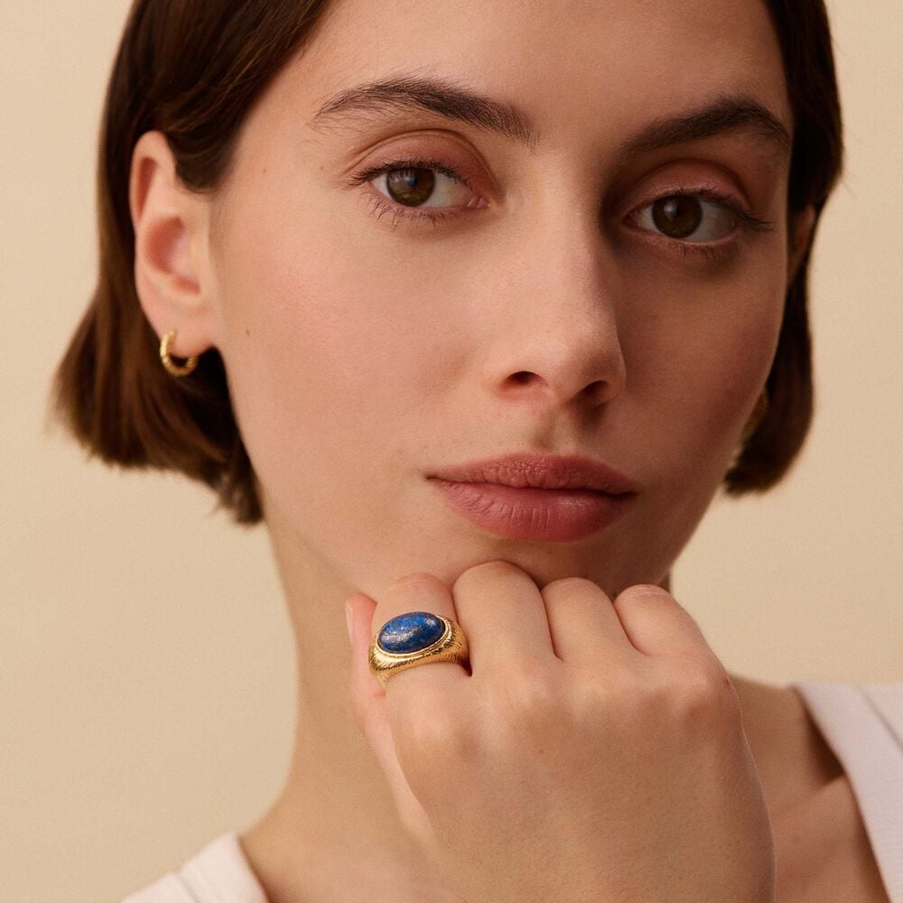 Anillo ancho PETRA - Lapis / Oro - Anillos de fantasía  | Agatha