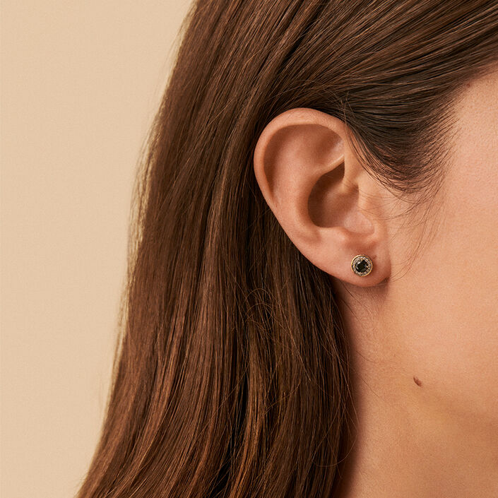 Pendientes cortos IMPERIAL - Negro / Oro - Pendientes  | Agatha