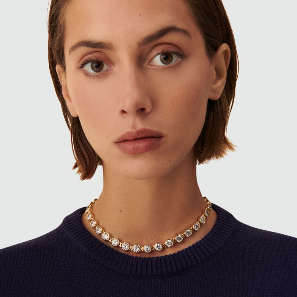 Collar corto N-13 - Cristal / Dorado - Collar corto  | Agatha