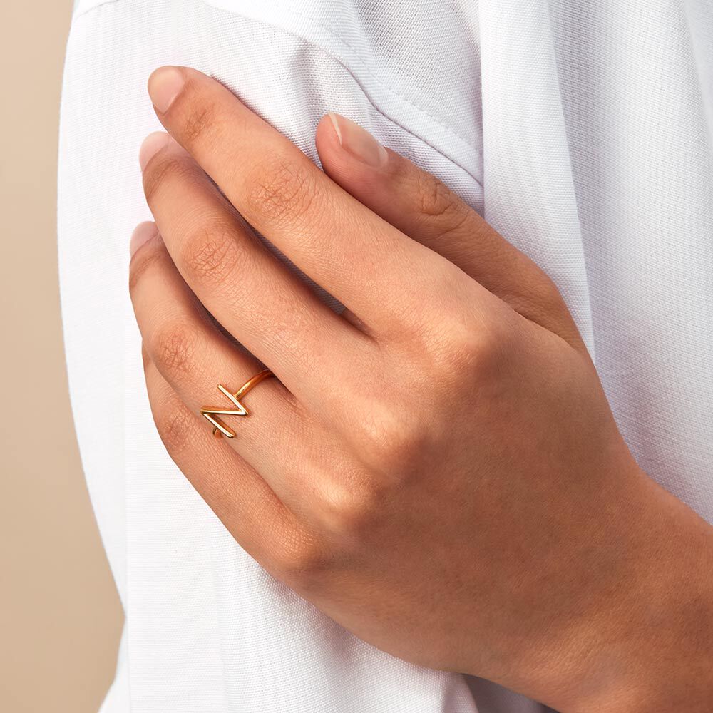 Anillo fino LETTRE N - Dorado - Anillos  | Agatha