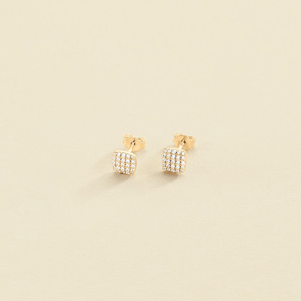 Pendientes cortos GLORIA - Cristal / Dorado - Pendientes  | Agatha
