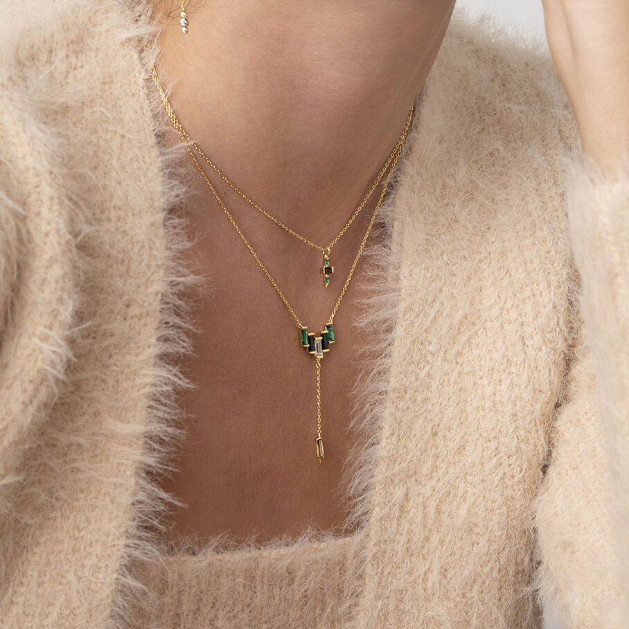 Collar midi SCARLET - Verde / Oro - Collares  | Agatha