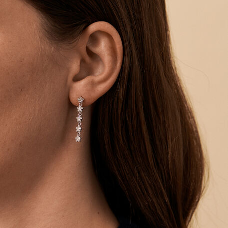 Pendientes largos SPACEAG - Cristal / Plateado - Pendientes  | Agatha